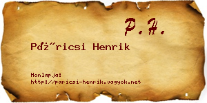 Páricsi Henrik névjegykártya